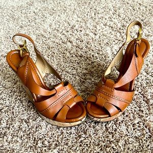 Chloé leather cork camel color wedge heels size 39.5